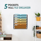 SUPEASY 5 Tier Wall File Organizer, Hanging Wall Mounted Mail Organizer with Label Slots, Metal Mesh File Holder Magazine Rack for Office, Home, School or Classroom, Black, 2Pack - Image 2
