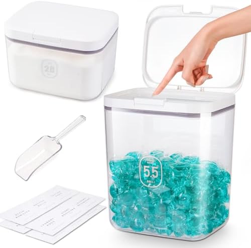 Large Capacity Laundry Powder Container With Pop-Up Lid, 5.5L and 2.8L by FACULX