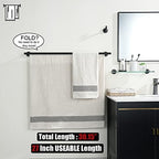 JQK Double Bath Towel Bar, Matte Black 30 Inch 304 Stainless Steel Thicken 0.8mm Towel Rack for Bathroom, Towel Holder Wall Mount, Useable Length 27 Inch, TB100L27-PB - Image 3