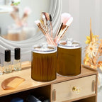 4 Pack Qtip Holder Dispenser with Lids,Brown Storage Containers,Bathroom Canisters Organizer for Cotton Ball,Cotton Swab,Cotton Round Pads,Floss 21214712 - Image 5