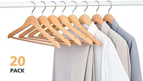 Amber Home 20 Pack 15" Natural Wooden Clothes Hangers for Woman - Image 6