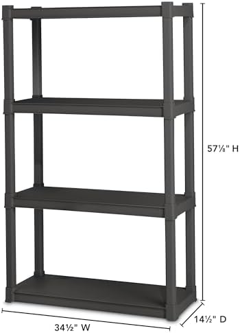 Sterilite 4 Shelf Unit, Heavy-Duty Plastic Storage & Utility Shelving Rack - Image 3