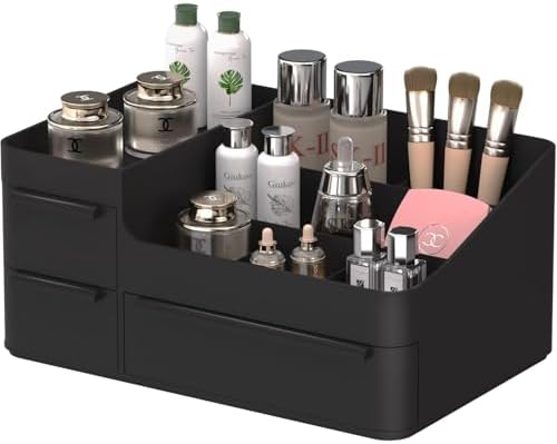 Makeup Organizer with Drawers, Countertop Organizer for Vanity, Bathroom and Bedroom Desk Cosmetics Display Case for Brushes, Lotions, Perfumes, Eyeshadow, Lipstick and Nail Polish by CHANCETSUI