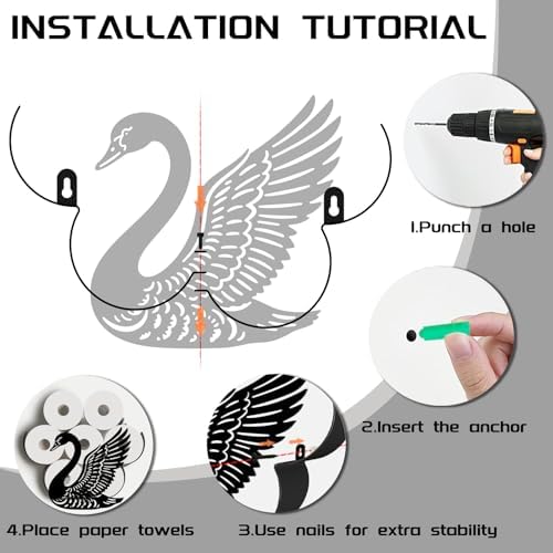 Swan Toilet Paper Holder Wall Mount/Stand for Extra 8 Rolls - Image 4