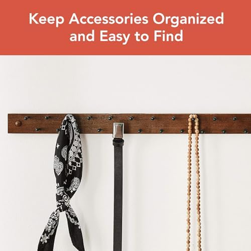 Spectrum Diversified Wooden Closet Wall Mount Storage Rack, 24 Peg Tie, Belt, Scarf and Jewelry Organizer One Coffee - Image 2