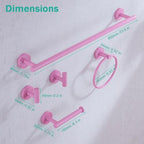 Pink Bathroom Hardware Set,5 Pieces Bathroom Towel Bar Set,24 inch Towel Bar,Towel Ring for Bathroom,Robe Towel Hooks,Toilet Paper Holder Wall Mounted(Drilling),SE96006S-5PK - Image 2