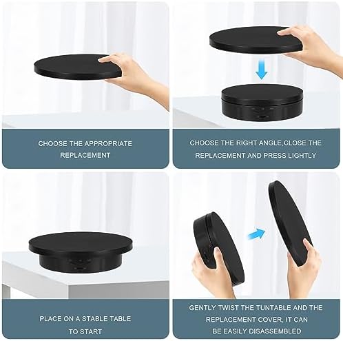 Remote Motorized Rotating Display Stand, Electric Rotating Platform with 5.74/7.08/8.66in Replacement Covers, 3 in 1 Turntable with Rechargeable Battery for Live Streaming Video Shoot Photography - Image 6