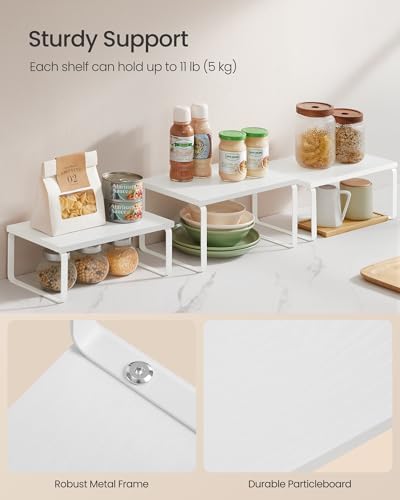 SONGMICS Cabinet Organizer Shelf, Set of 3 Spice Rack, Kitchen Storage - Image 4
