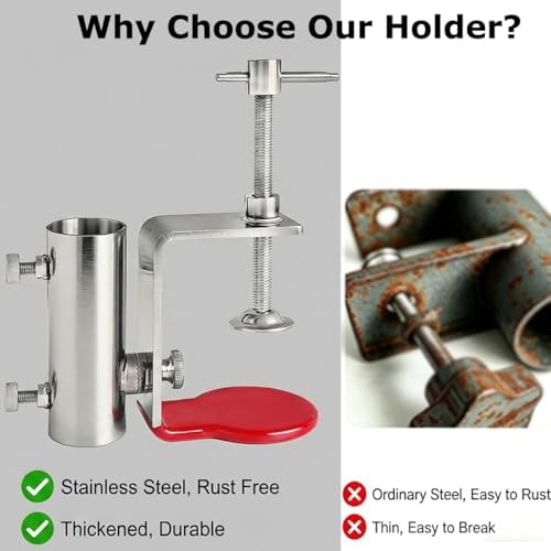 Stainless Steel Patio Umbrella Holder, 360° Adjustable Clamp - Image 6