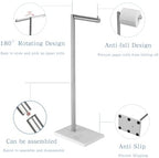 304 Stainless Steel Freestanding Toilet Paper Holder with Marble Base - Multi-Roll Capacity, No-Drill Installation, Bathroom Organizer for Compact Spaces (Brushed/White Marble) - Image 3