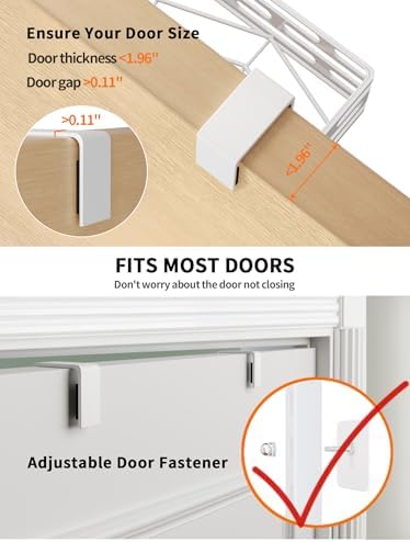 9-Tier Over Door Pantry Rack, Heavy Duty Metal Hanging Storage Organizer for Kitchen, White - Image 4