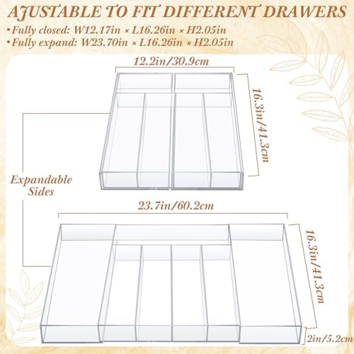 Teenyyou 1 Pcs Expandable Drawer Organizer, 12 x 16 Inches, 5-7 Slots - Image 2
