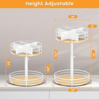 2 Tier Lazy Susan with Adjustable Height and Metal Divider Design, White - Image 3