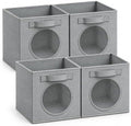 Fabric Storage Cubes with Mesh Window, 11'' Cube Storage Bin, Gray, 4 Pack by Vailando