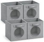 Fabric Storage Cubes with Mesh Window, 11'' Cube Storage Bin, Gray, 4 Pack by Vailando