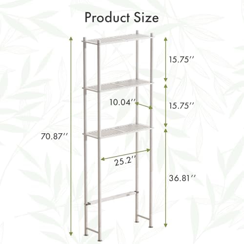 AmazerBath Bamboo Over The Toilet Storage Shelf, 3-Tier Bathroom Over Toilet Organizer Rack, Over Toilet Shelf, Space Saver, White - Image 2