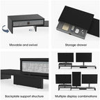 Fenge Triple Monitor Stand with Storage Drawer, Adjustable Length and Angle - Image 4
