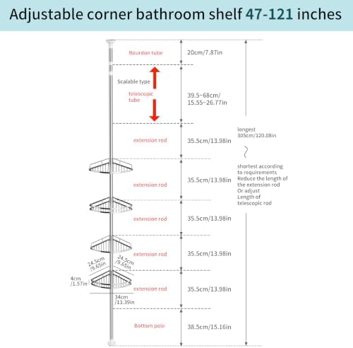 Corner Shower Caddy Tension Pole, Stable, No-Drill for Renters - Image 7