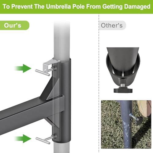 Dolibest 40'' Hitch Mount Umbrella Holder, Portable Hitch Umbrella Holder, Rust-Proof Outdoor Umbrella Stand for Road Trips, Tailgating, Beach & Camping - Fits 1" to 2" Poles, Easy to Assemblem -Black - Image 2