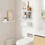 BAYKA White Floating Shelves 15.7in, Set of 4, Wall Mount Rustic Wood Shelf - Image 5