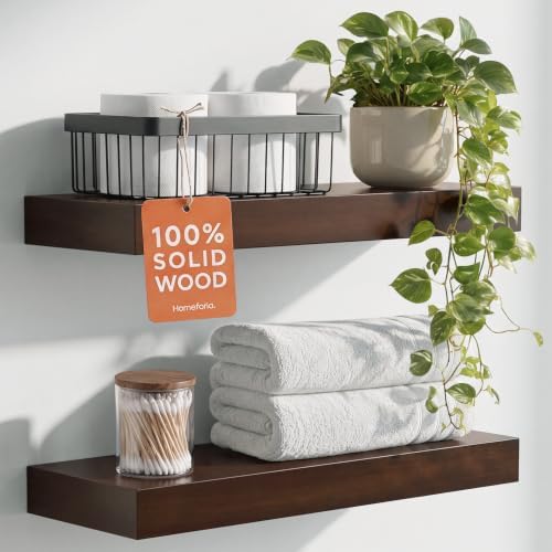 Homeforia 18 Inch Floating Shelves, High-End Solid Pine Wood, Set of 4 by Homeforia