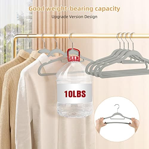 20 Pack of Grey Velvet Non-Slip Suit Hangers with 360°Swivel Hook - Heavy Duty, Space Saving, and Perfect for Adult Clothing. - Image 6