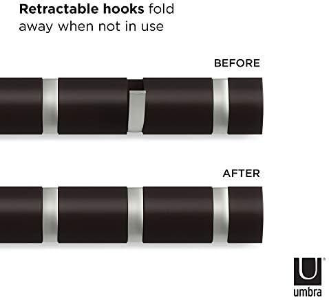 Umbra Flip Coat Rack, Wall Mounted 5-Hook Space Saving, Espresso/Nickel - Image 6
