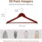 StorageWorks Wooden Coat Hangers, 30 Pack Wood Clothes Hanger for Closet - Image 2
