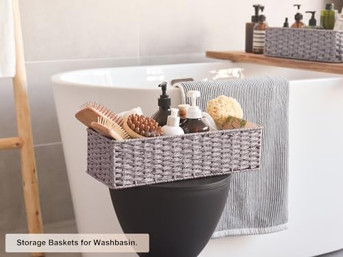 StorageWorks Bathroom Basket Organizer, Wicker Toilet Paper Basket, Gray - Image 5