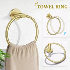 TURS Brushed Gold Bathroom Hardware Set 5 Piece, SUS304 Stainless Steel Bath Towel Bar Set, 24 Inch Bathroom Accessories Kit Wall Mounted - Image 3