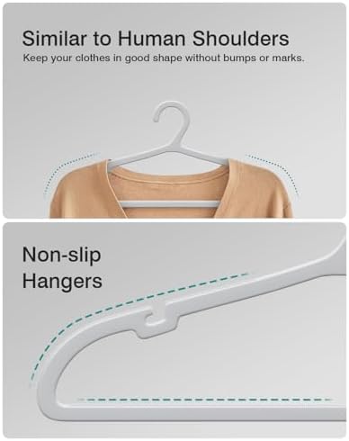 ABHENG 80 Pack Clothes Hangers, Non Slip Plastic Coat Hangers, Space Saving, Heavy Duty, Hanging Dry Wet Clothes, 16.4" x 8.3", Gray, APY0580G - Image 4