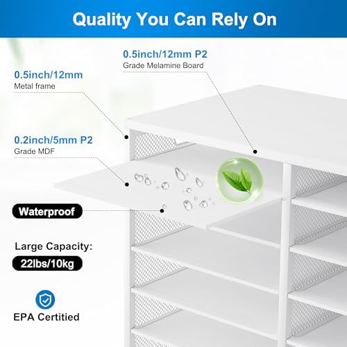 Mail Sorter Adjustable Countertop Mail Holder, Heavy Duty Literature Organizer, Student Mailbox for Classroom, Desktop Bill Paper Organizer for Office Home School, 36 Compartments, White - Image 7