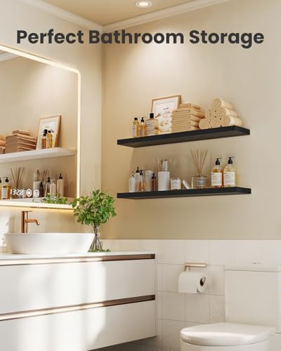 Amada 23.6" Floating Shelves for Wall Decor & Storage, Set of 3, Black - Image 5