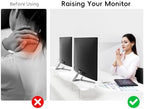 AFOOYO Dual Monitor Stand Riser, Wing-Shaped Sturdy Desktop Wood Stand for 2 Monitors, White Riser for Laptop, PC, Computer - Image 4