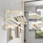 VOLDRA Towel Racks for Bathroom, 24-Inch Towel Shelf with 2 Towel Bar Foldable Towel Holder with 7 Hooks Towel Storage Organizer for Bathroom & Lavatory Wall Mounted(Milky White) - Image 3