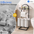 Toilet Paper Holder Stand Freestanding with Storage Basket for Bathroom - Image 3