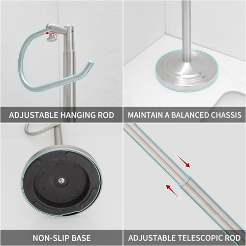 Hand Towel Holder Stand for Bathroom Countertop, Standing Towel Rack with Non-Slip Base, Stainless Steel Adjustable Towel Bar 16.5-26 Inch for Kitchen Vanity (Brushed Nickel) - Image 4