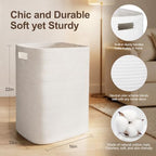 MEGASKET Large Laundry Hamper 16"x13"x22" - Tall Woven Laundry Basket, Cotton Rope Dirty Clothes Hamper, Baby Kids Nursery Wicker Laundry Basket, Bedroom Aesthetic, Soft Laundry Bin, White Hamper, 75L - Image 2