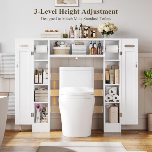 Keyluv Short Over the Toilet Storage Cabinet with Doors for Small Bathrooms - Image 4