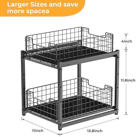 Under Sink Organizer, 2-Tier Pull Out Cabinet Organizer - Image 6