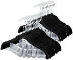 ManGotree 11.8'' Baby Velvet Hangers with Movable Clips 28 Pack Black by ManGotree