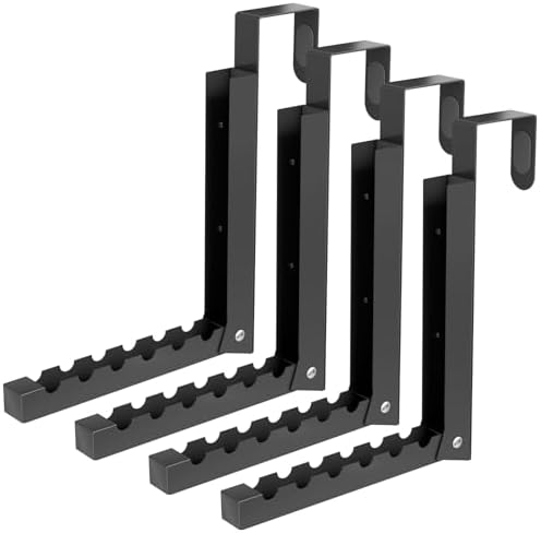BAKON Over The Door Hanger Folding Clothes Drying Rack, Folding Hanging Coat Rack for Indoor Laundry Room Compact Small Space Foldable Portable Clothing Hanger Hook Collapsible- 4 Pack(Black) by BAKON