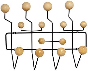Mod Made Mid Century Modern Bubble Wall Mounted Coat Rack, Wood Color Ball Black Frame by Mod+Made