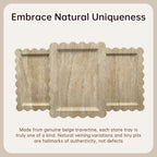 Luxury Beige Travertine Tray with Scalloped Edge, 11"x8" Rectangle Vanity Tray for Bathroom & Kitchen Counter, Decorative Organizer Tray for Dresser, Coffee Table, Home Décor - Image 3
