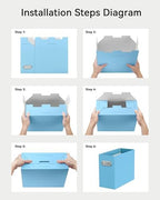 Oterri Portable Collapsible Cardboard File Box with Handle for Letter-Size - Image 6