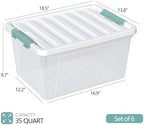 Zopnny 35 Qt Clear Stackable Storage Bins with Lids, 6-Pack - Image 2