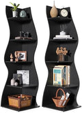 LITTLE TREE Small Corner Shelf, Modern 5-Tier Wall Corner Bookshelf, Stylish Bookcase Storage Rack for Small Space, Living Room, Bedroom, Black, 2 Pack by LITTLETREE