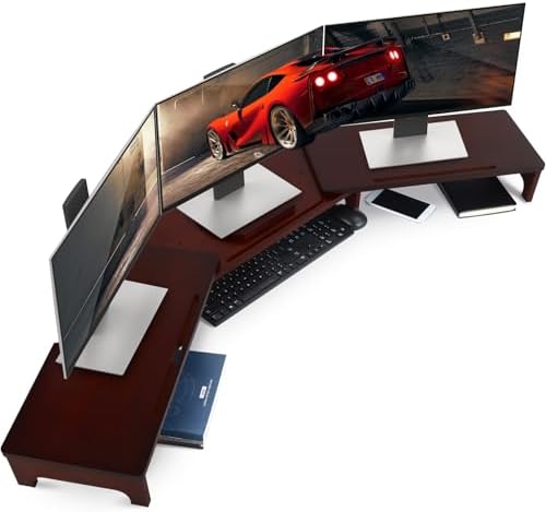 Nnewvante Dual Monitor Riser, 60 inch Bamboo Monitor Stand for Desk, Walnut by Nnewvante