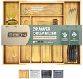 Sben Bamboo Cutlery Drawer Organizer, Bamboo, Large by SBEN