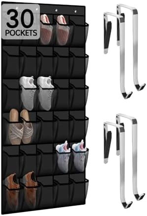 Kotkn 10-Tier Over the Door Shoe Organizer, 20 Pockets Holds 20-30 Pairs, Heavy-Duty Oxford Fabric with Hexagon Mesh for Boots & Sneakers-Black by Unknown